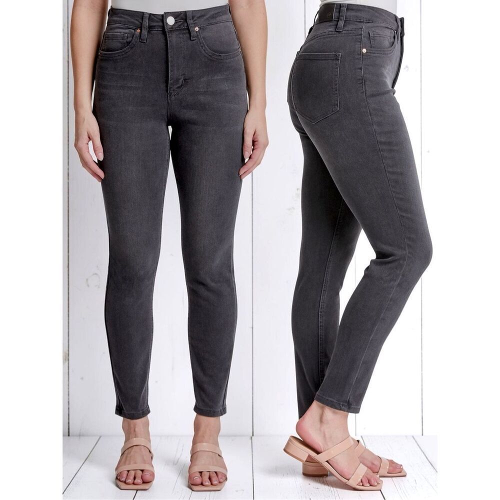 Black Wash Plus High Rise Tummy Control Skinny Jeans Stretch Sculpting Jegging - Picture 6 of 16